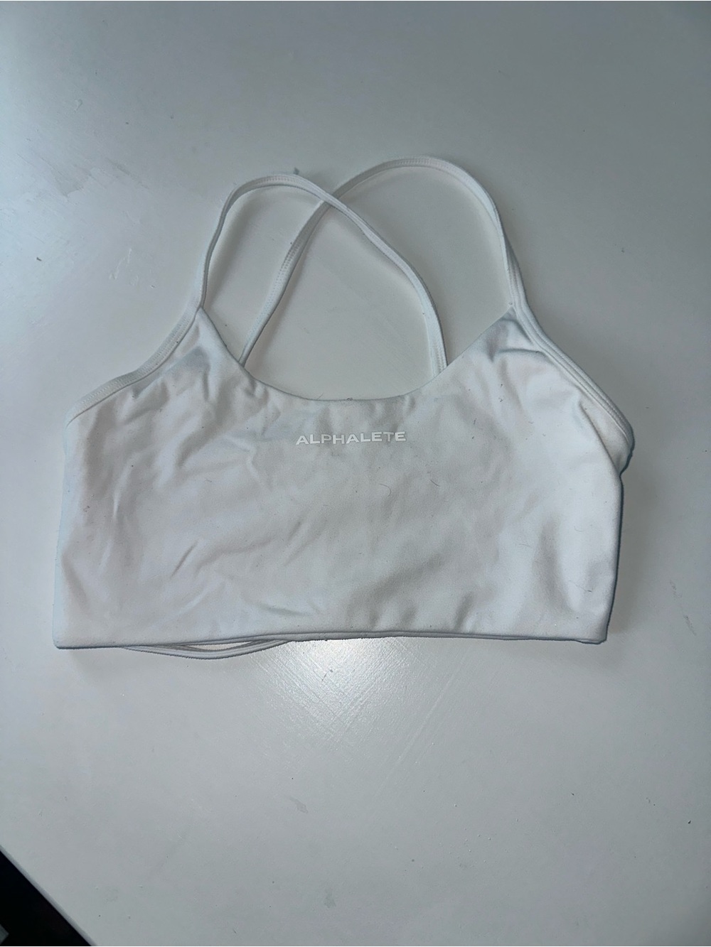 Alphalete White Strappy Low-Impact Sports Bra